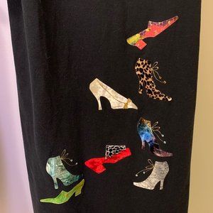 Vintage Cotton Lounge Dress by Karla Marie, Size L, Cute Shoe Goddess Motif